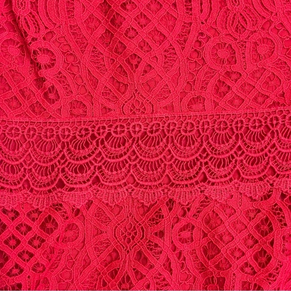 Tadashi Shoji Red Crochet Lace Jacques Midi Dress - Picture 9 of 12